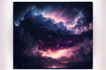 mystic cloudy sky with galaxy, background pattern, illustration with cloud atmosphere