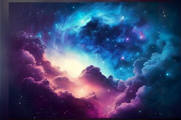 mystic cloudy sky with galaxy, background pattern, illustration with atmosphere world - obrazy, fototapety, plakaty