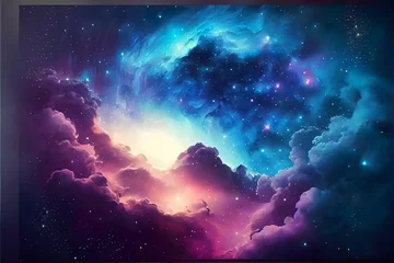 Fotobehang mystic cloudy sky with galaxy, background pattern, illustration with atmosphere world © EricSchumid