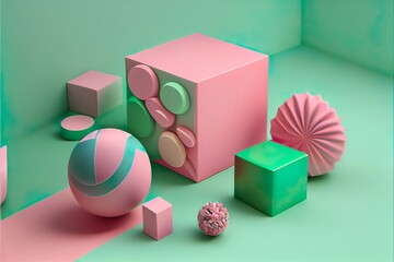 minimal abstract background for branding, a group of colorful cubes, illustration with creative arts