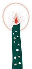 Christmas candle card, mid century style. Vector illustration