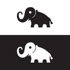 Black and white elephant logo design . icon logo . silhouette logo . 