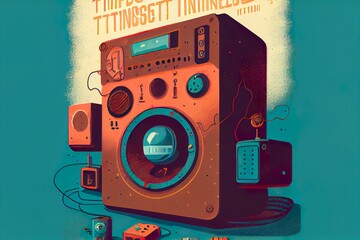 Obraz premium internet of things, conceptual illustration, a close-up of a machine, illustration with camera accessory