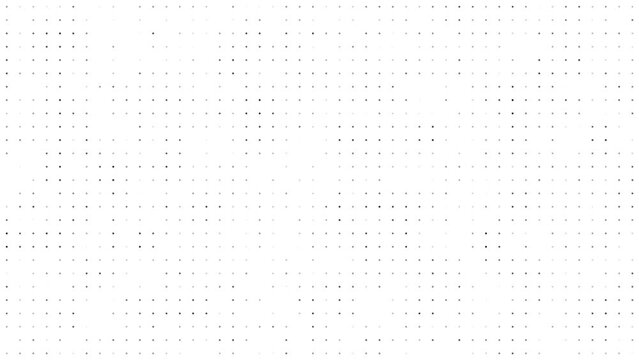 Black floating dots on white background loop. Slow mosaic chaotic moving seamless animation. Elegant calm aesthetic backdrop footage.