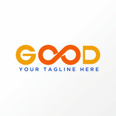 Simple and unique letter or word GOOD with meta, metaverse, infinity tech image graphic icon logo design abstract concept vector stock. Can be used as symbol related to mark or typography