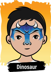 Face-Painting Creative Card Menu Design- Dinosaur