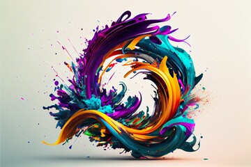 3d, abstract twisted brush strok, a colorful art piece, illustration with liquid art
