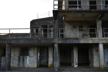 old concrete military fort, three stories
