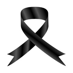 Black ribbon for mourning, charity vector illustration
