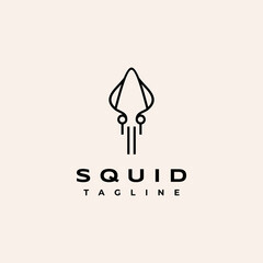 Squid line art logo icon design template