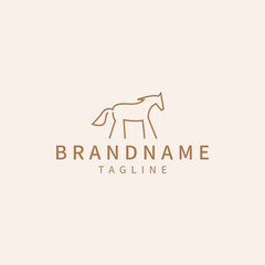Horse line art logo icon design template