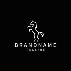 Horse line art logo icon design template