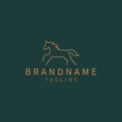 Horse line art logo icon design template