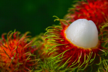 Thai fruit, sweet rambutan, beautiful color from the south of Thailand