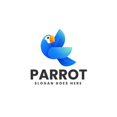 Vector Logo Illustration Parrot Gradient Colorful Style.
