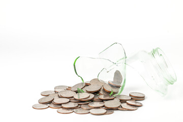 Money in jar cracked , Savings plans for housing, The concept of financial savings to buy a house