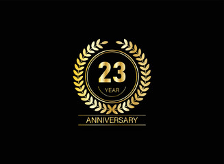 23 years anniversary logo. Vector and illustration. gold anniversary logo.