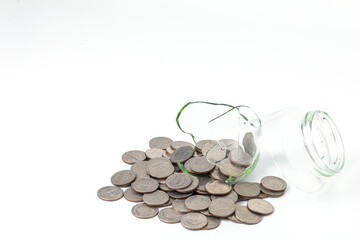 Money in jar cracked , Savings plans for housing, The concept of financial savings to buy a house