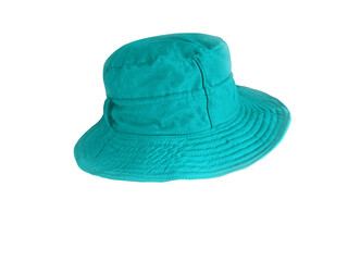Blue bucket hat isolated on white