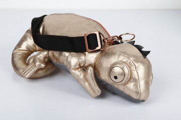 Women's gold chameleon purse with strap
