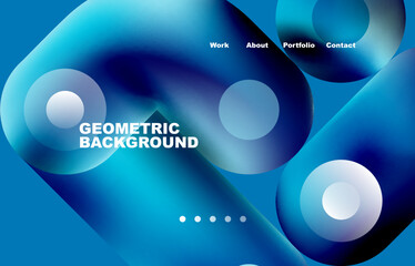 Website landing page abstract geometric background. Circles and round shapes. Web page for website or mobile app wallpaper