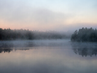 Obraz na płótnie Canvas landscape with morning mist