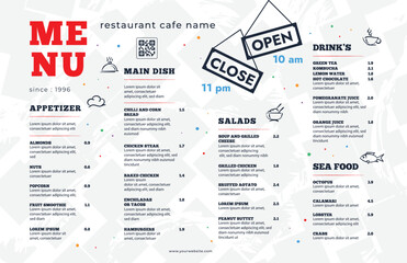 Restaurant cafe menu, template design,
One page food menu template