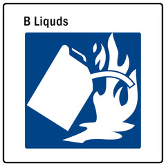 Fire emergency sign B flammable liquid - obrazy, fototapety, plakaty