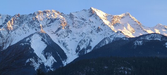 panorama of the mountains in winter