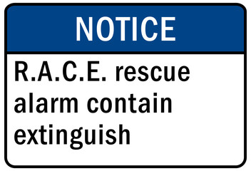 Fire emergency sign  rescue alarm contain extinguish RACE