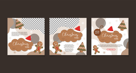 Ginger Bread Christmas Time Sale Social Media Promotion Design
