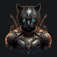 Cartoon cat black panther illustration for tshirt and esport logo, Cat Silhouette Illustration for t-shirt, sweater, jacket. isolated in black background