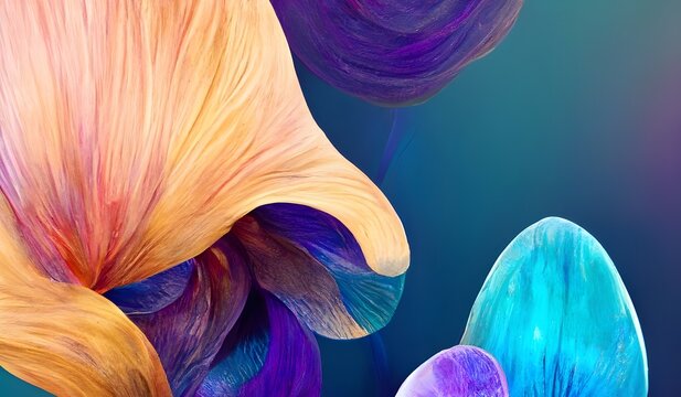 Abstract With Colorful Blue Camouflage Mushroom Waves Background