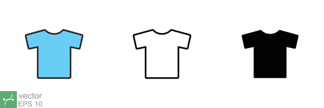 T-shirt icon. Simple flat, outline, solid style. Tee symbol, linear style sign for mobile concept and web design. Glyph, line vector illustration isolated on white background. EPS 10.