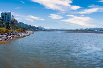 The beautiful water of the river and the Zhou forest all around. natural environment