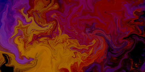 Fire flames on a red, orange liquied marble background colorful liquid marble surfaces design. Abstract color acrylic pours liquid marble surface design. Beautiful fluid abstract paint background.