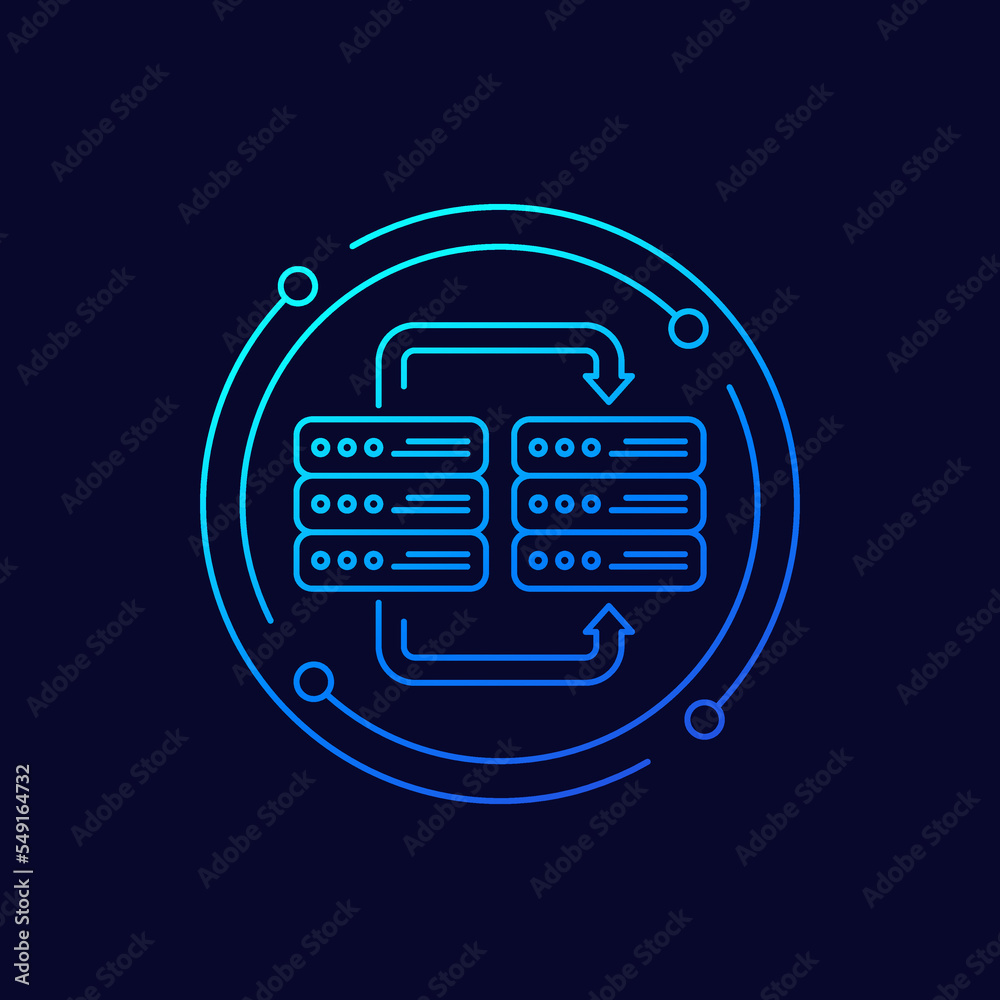 Sticker server backup, copy data icon, linear design