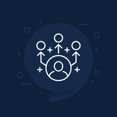 Affiliate marketing and referrals line vector icon