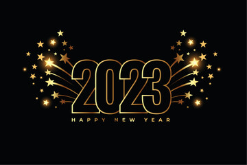 happy new year 2023 celebration background with bursting firework design - Powered by Adobe