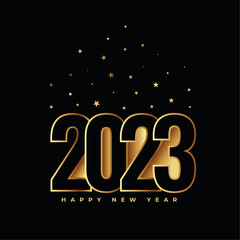 happy new year black background with 2023 text in 3d style