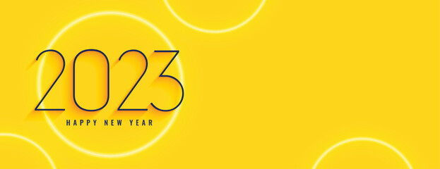 happy new year 2023 yellow banner in minimal style
