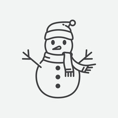 Snowman with hat vector. Snowman icon template. Winter symbol icon. Christmas and New Year greeting card design element. Vector illustration