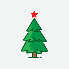 Fir tree icon. Christmas tree flat design symbol. Christmas and new year design element. Christmas tree decoration. Vector illustration