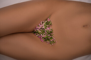 woman with flower. Sexy body woman. Flowers. Diet. Photo. Model. 