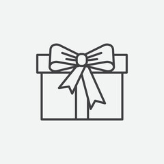 Christmas gift box with ribbon bow icon. Birthday gift design element. Vector illustration