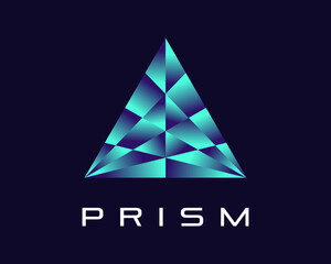 Prism Triangle Triangular Pyramid Colorful Color Vibrant Effect Gradient Modern Vector Logo Design