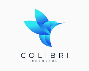 Colibri Colorful Fly Hummingbird Vibrant Kingfisher Bird Color Gradient Modern Vector Logo Design © sore.studios