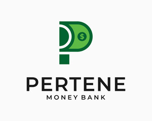 Letter P Monogram Money Dollar Cash Currency Finance Business Banking Payment Vector Logo Design