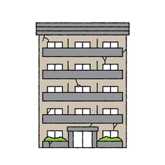老朽化したマンションのイラスト