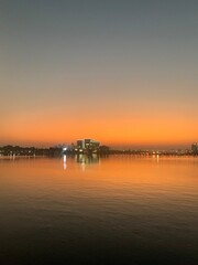 Fototapeta na wymiar Sunset views of the Dubai Creek, United Arab Emirates